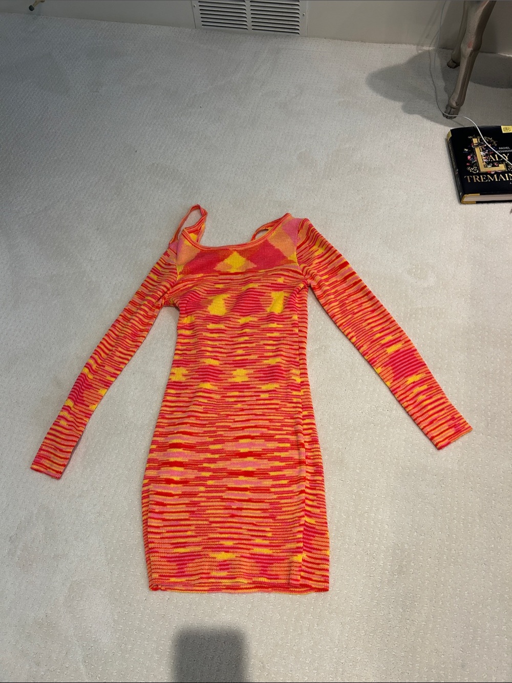 Princess Polly Neon Orange and Pink Striped Knit Mini Dress